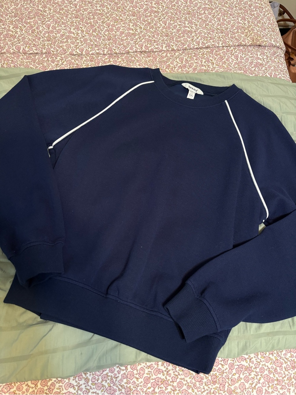 SPANX Navy Sweatshirt with White Piping